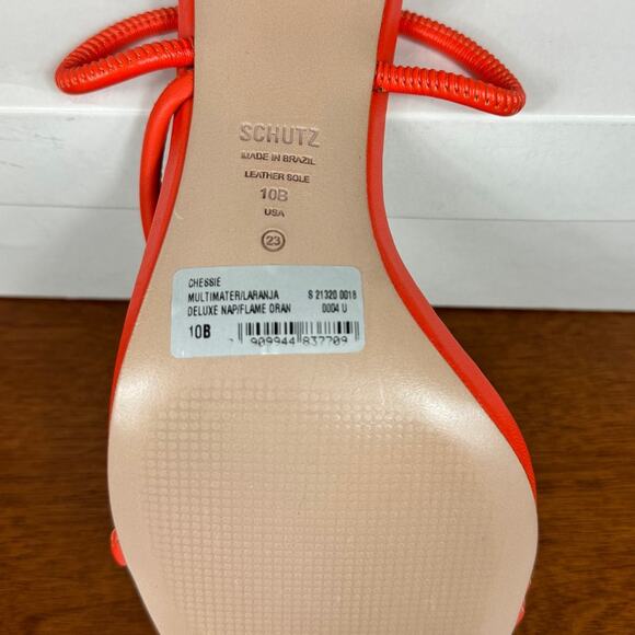 Schutz Chessie Slip On High Heel Sandals in Flame Orange Size 10 - Picture 10 of 11